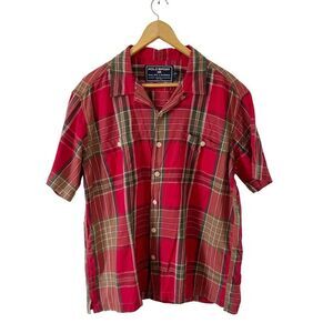 Ralph Lauren Polo Sport Red Plaid Short Sleeve Cotton Dress Shirt